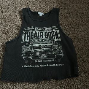 black and white cropped tank